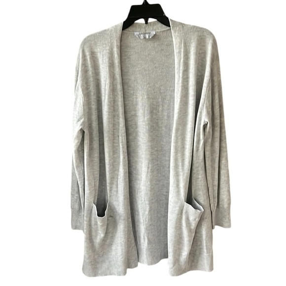 Membersmark Cashmere Blend Lightweight Light Gray Long Line Essential Cardigan - Picture 1 of 8